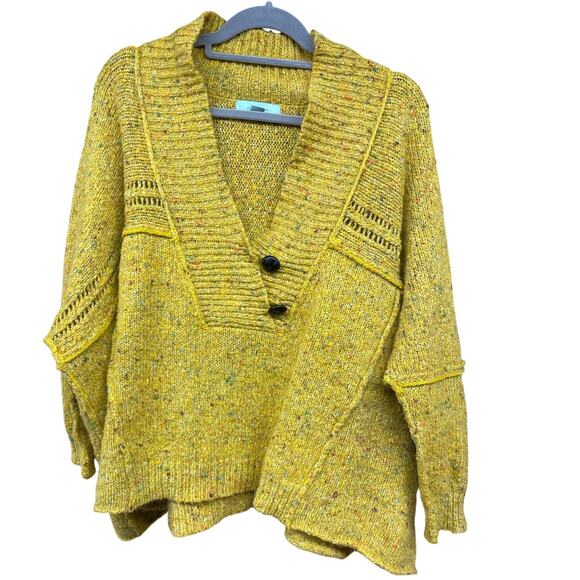 Camilla Tree Women's Oversized Handkerchief Sweater Yellow Speckled Confetti - Picture 1 of 9